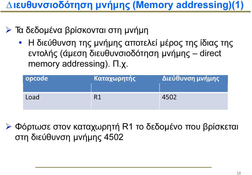 µνήµης direct memory addressing). Π.χ.