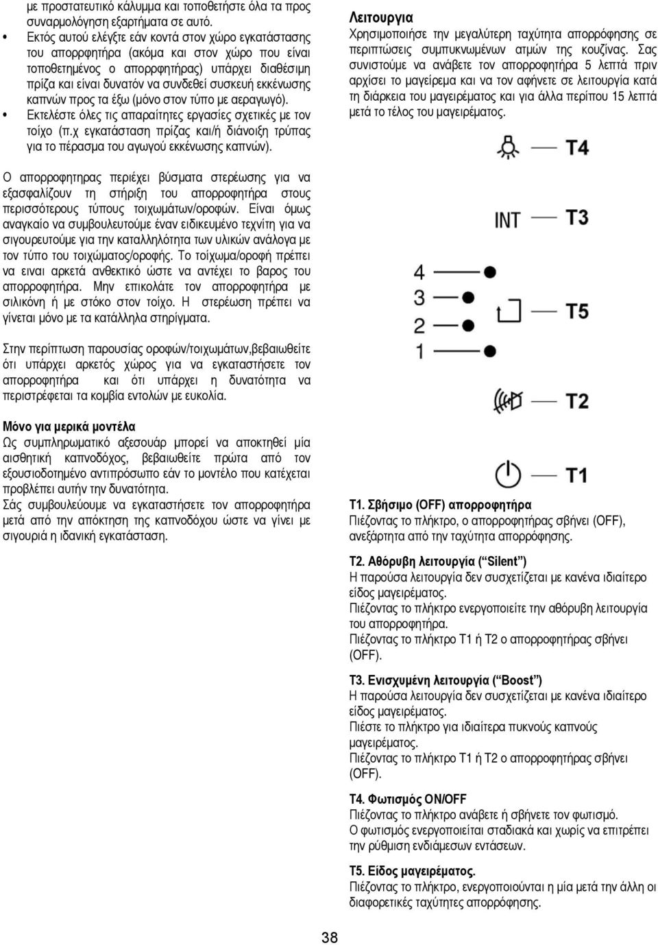 εκκένωσης καπνών προς τα έξω (μόνο στον τύπο με αεραγωγό). Εκτελέστε όλες τις απαραίτητες εργασίες σχετικές με τον τοίχο (π.