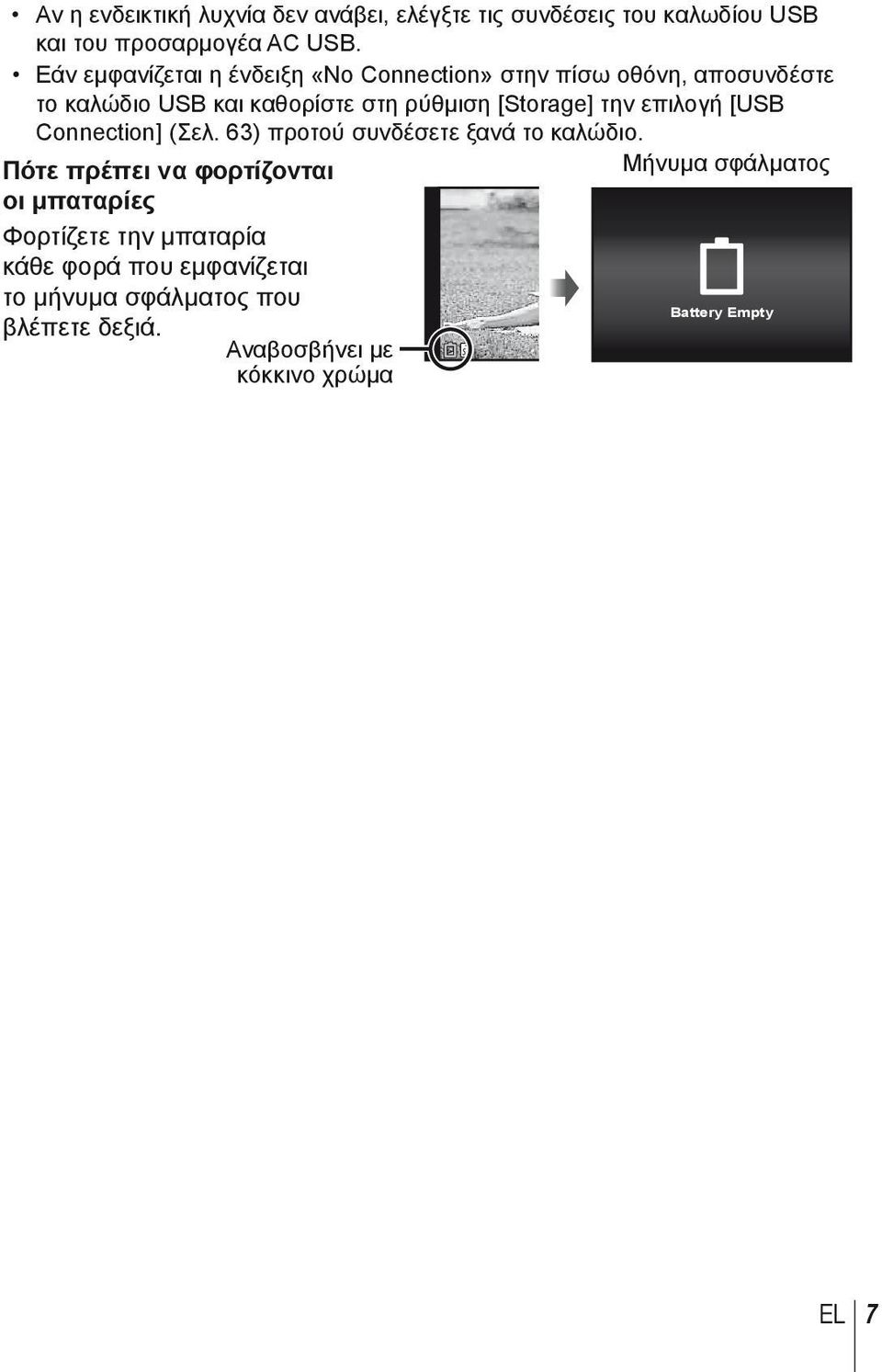 την επιλογή [USB Connection] (Σελ. 63) προτού συνδέσετε ξανά το καλώδιο.