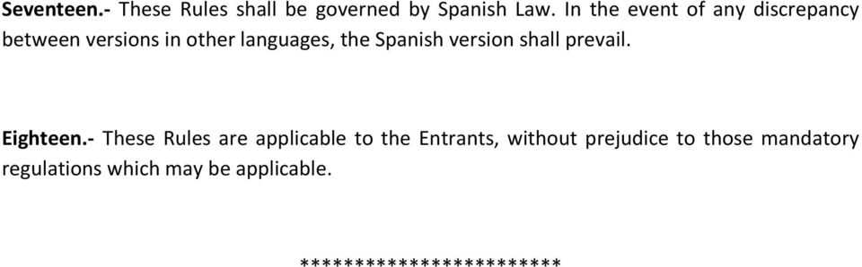 Spanish version shall prevail. Eighteen.