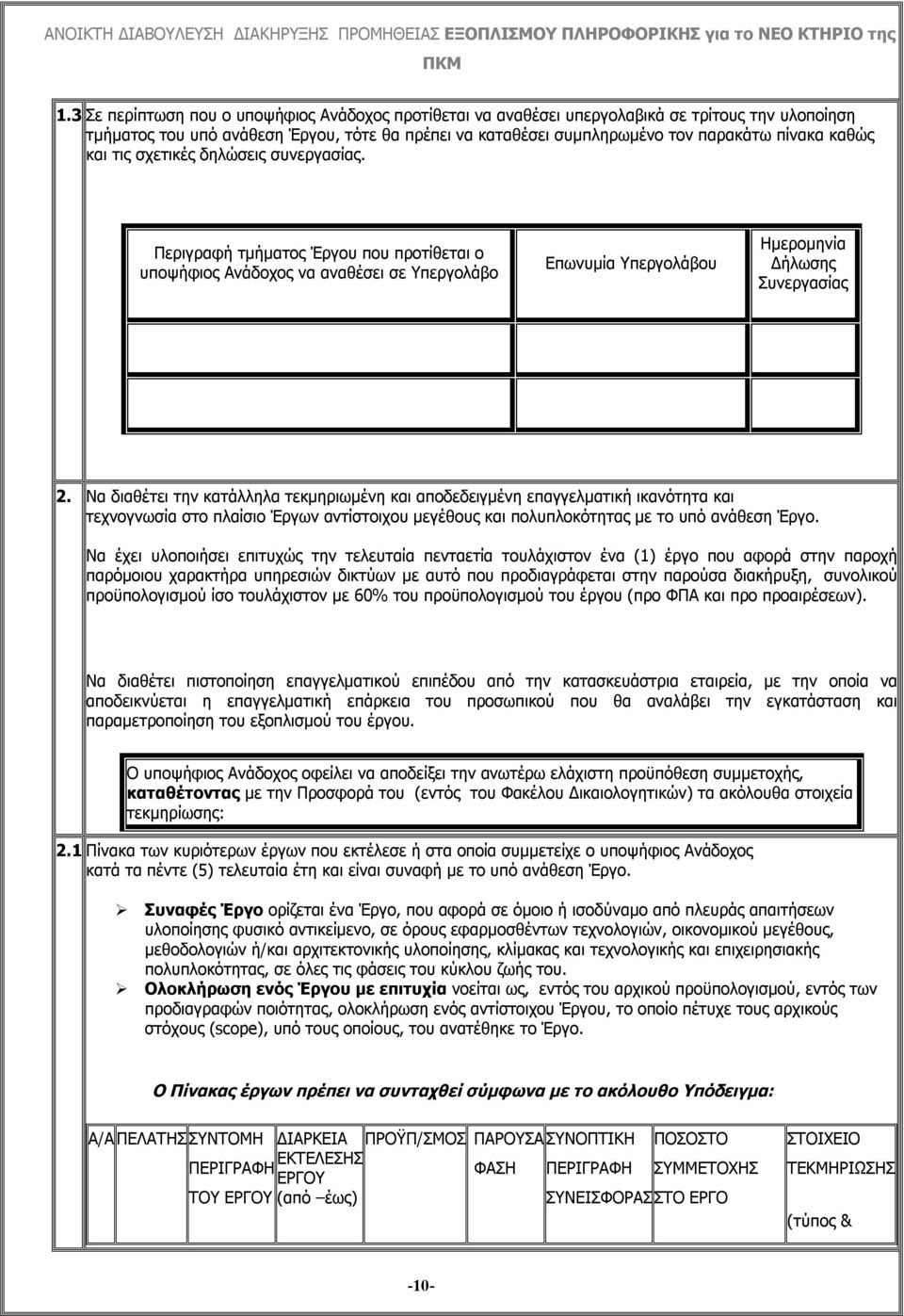 Να διαθέτει την κατάλληλα τεκμηριωμένη και αποδεδειγμένη επαγγελματική ικανότητα και τεχνογνωσία στο πλαίσιο Έργων αντίστοιχου μεγέθους και πολυπλοκότητας με το υπό ανάθεση Έργο.
