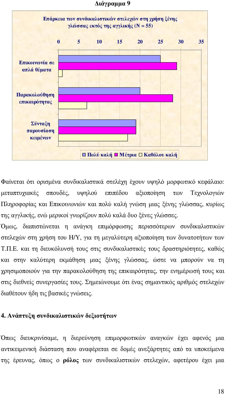 Επικοινωνιών και πολύ καλή γνώση µιας ξένης γλώσσας, κυρίως της αγγλικής, ενώ µερικοί γνωρίζουν πολύ καλά δυο ξένες γλώσσες.