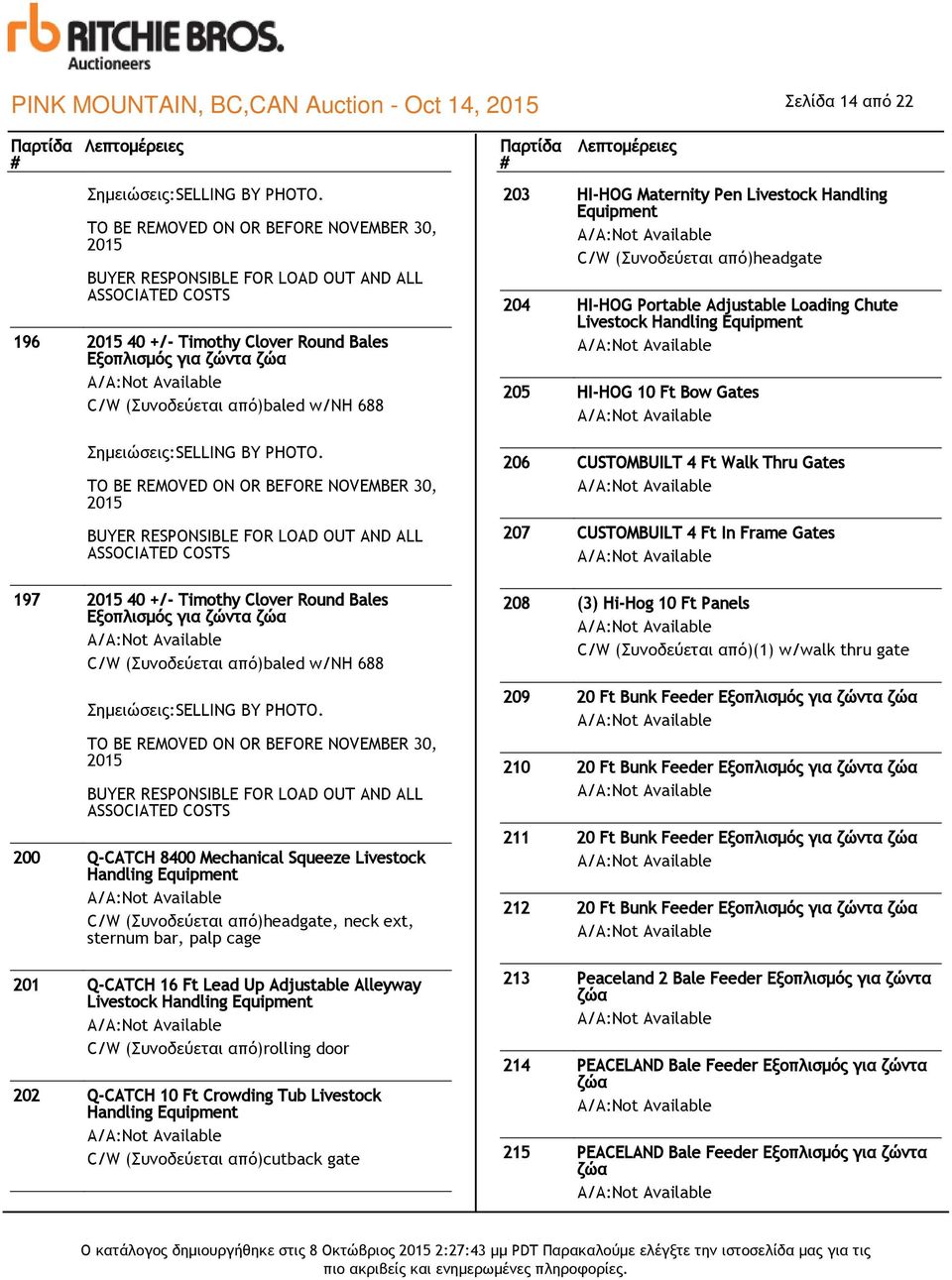 Tub Livestock Handling Equipment C/W (Συνοδεύεται από)cutback gate 203 HI-HOG Maternity Pen Livestock Handling Equipment C/W (Συνοδεύεται από)headgate 204 HI-HOG Portable Adjustable Loading Chute