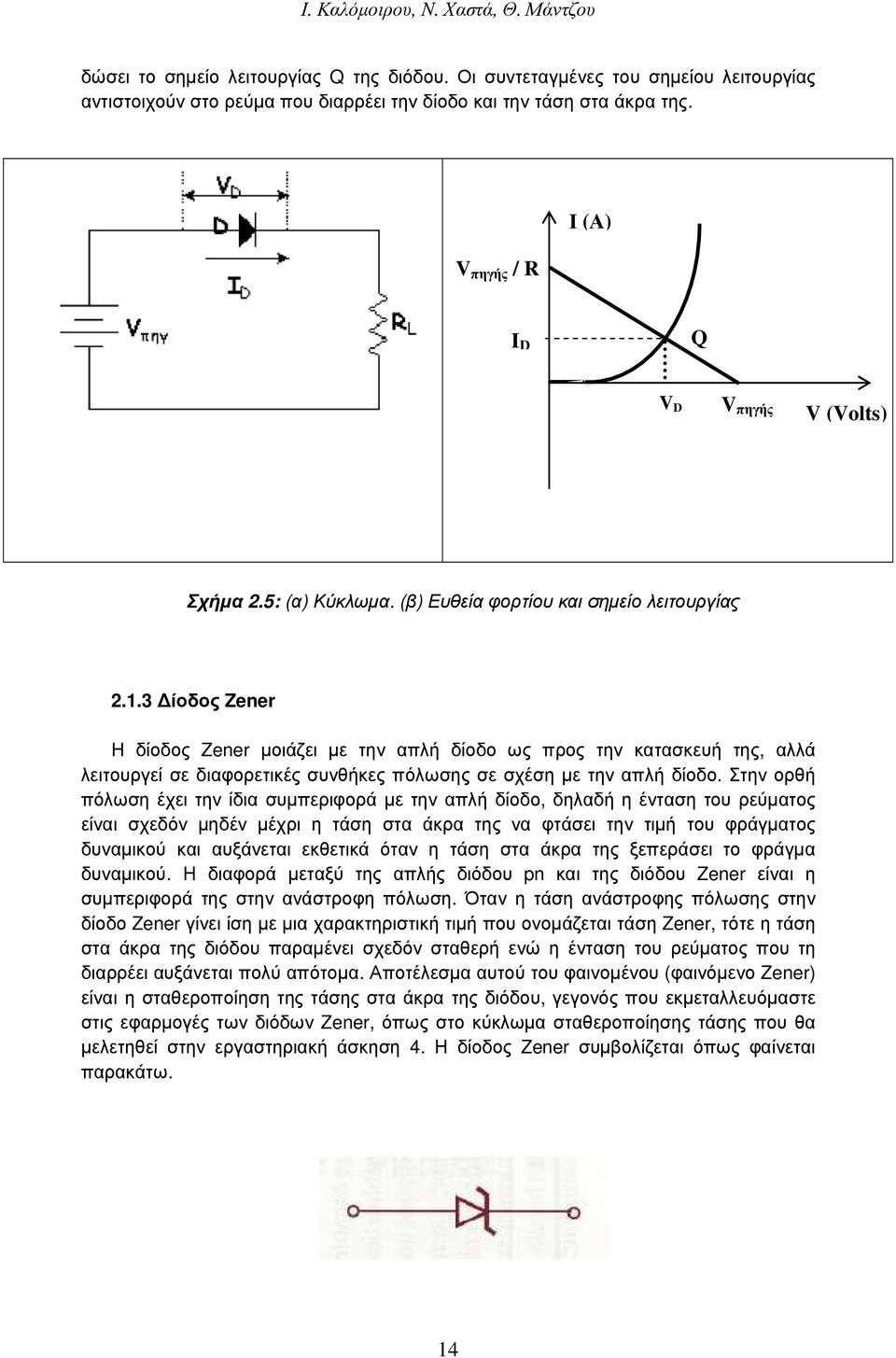 3 ίοδος Zener Η δίοδος Zener µοιάζει µε την απλή δίοδο ως προς την κατασκευή της, αλλά λειτουργεί σε διαφορετικές συνθήκες πόλωσης σε σχέση µε την απλή δίοδο.