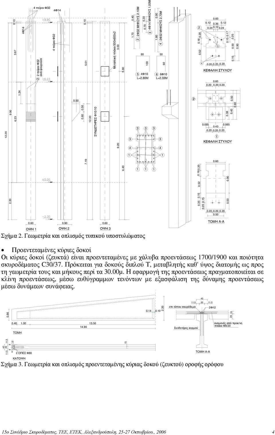 ΚΕΦΑΛΗ ΣΤΥΛΟΥ 0. 0.50 0.25 0.50 0.40 ΚΕΦΑΛΗ ΣΤΥΛΟΥ 0.60 0.90 0.90 2.0 0. 0.52 0.90 0.5 0. 0. 0. 0. 0. 0.50 0.50 0.60 0.90 0.60 TOMH A-A ΟΨΗ ΟΨΗ 2 ΟΨΗ Σχήµα 2.
