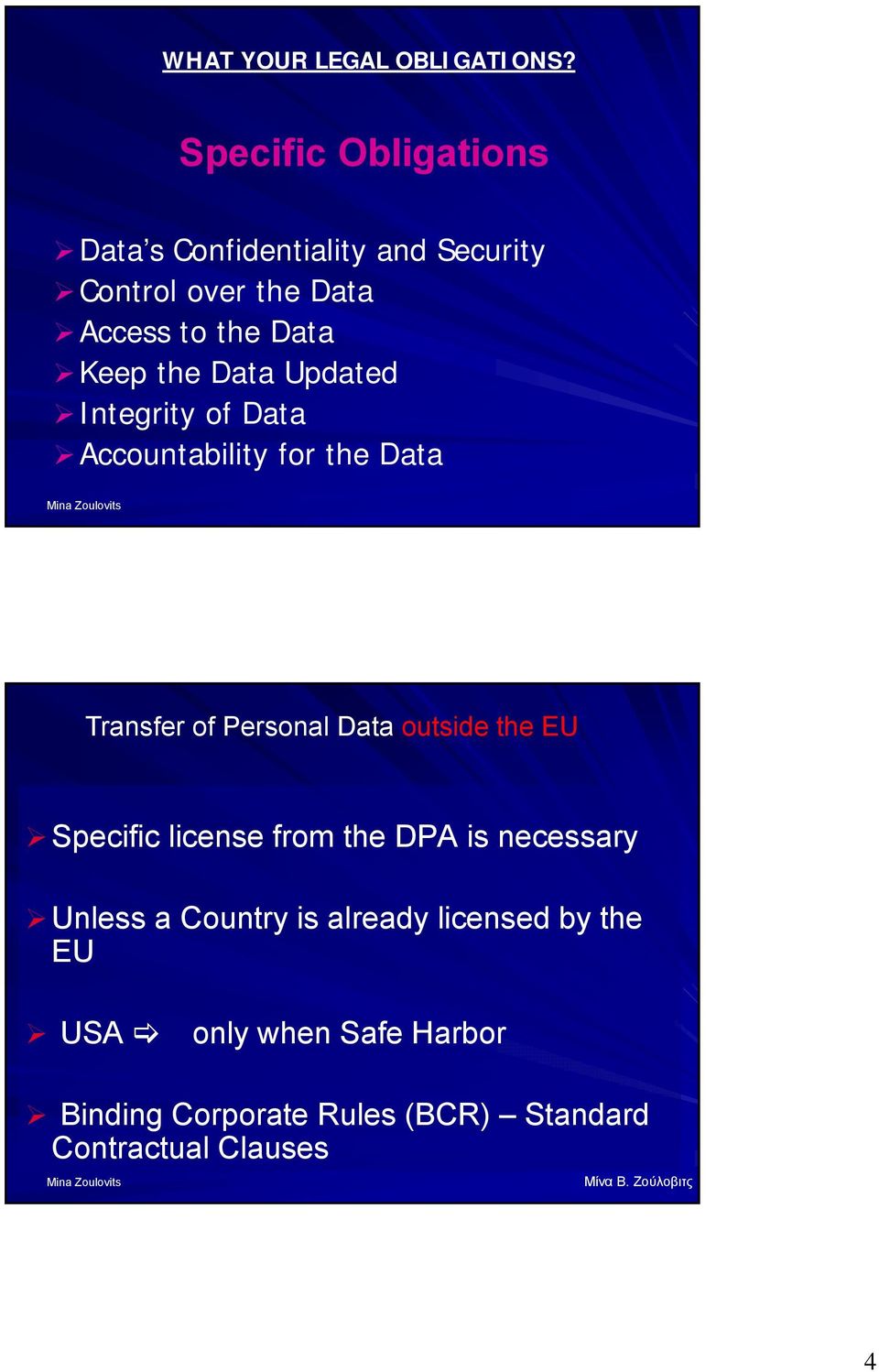 Data Updated Integrity of Data Accountability for the Data Transfer of Personal Data outside the EU