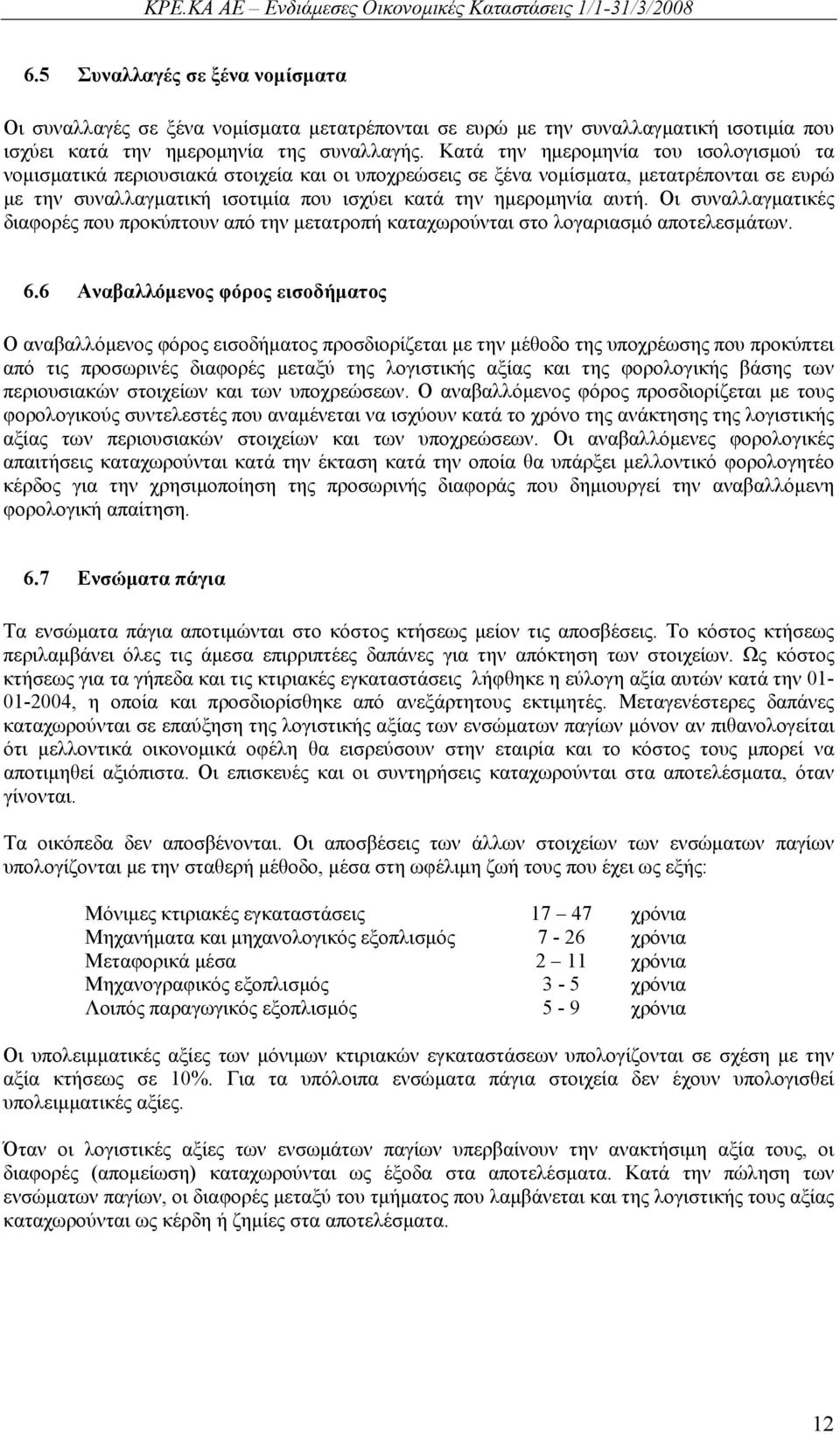 Οι συναλλαγματικές διαφορές που προκύπτουν από την μετατροπή καταχωρούνται στο λογαριασμό αποτελεσμάτων. 6.