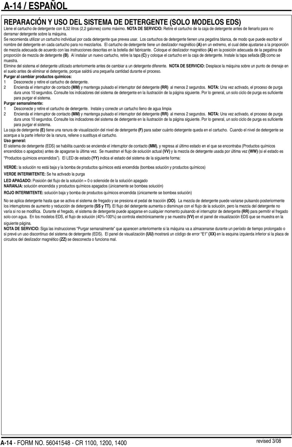 Se recomienda utilizar un cartucho individual por cada detergente que prevea usar.
