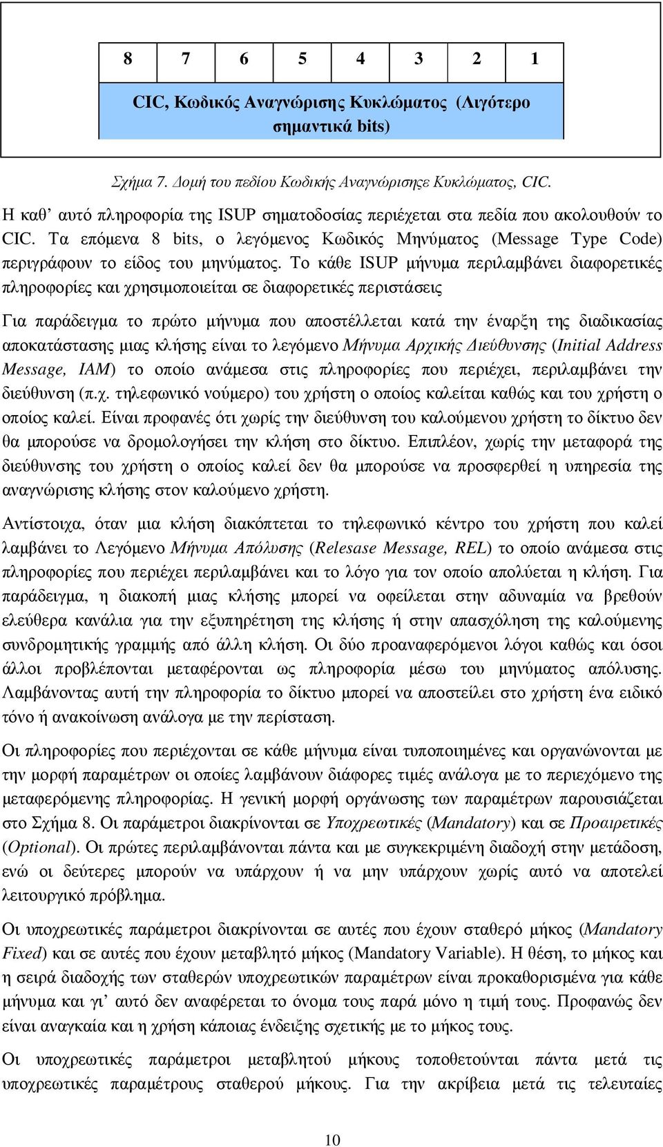 Το κάθε ISUP µήνυµα περιλαµβάνει διαφορετικές πληροφορίες και χρησιµοποιείται σε διαφορετικές περιστάσεις Για παράδειγµα το πρώτο µήνυµα που αποστέλλεται κατά την έναρξη της διαδικασίας αποκατάστασης