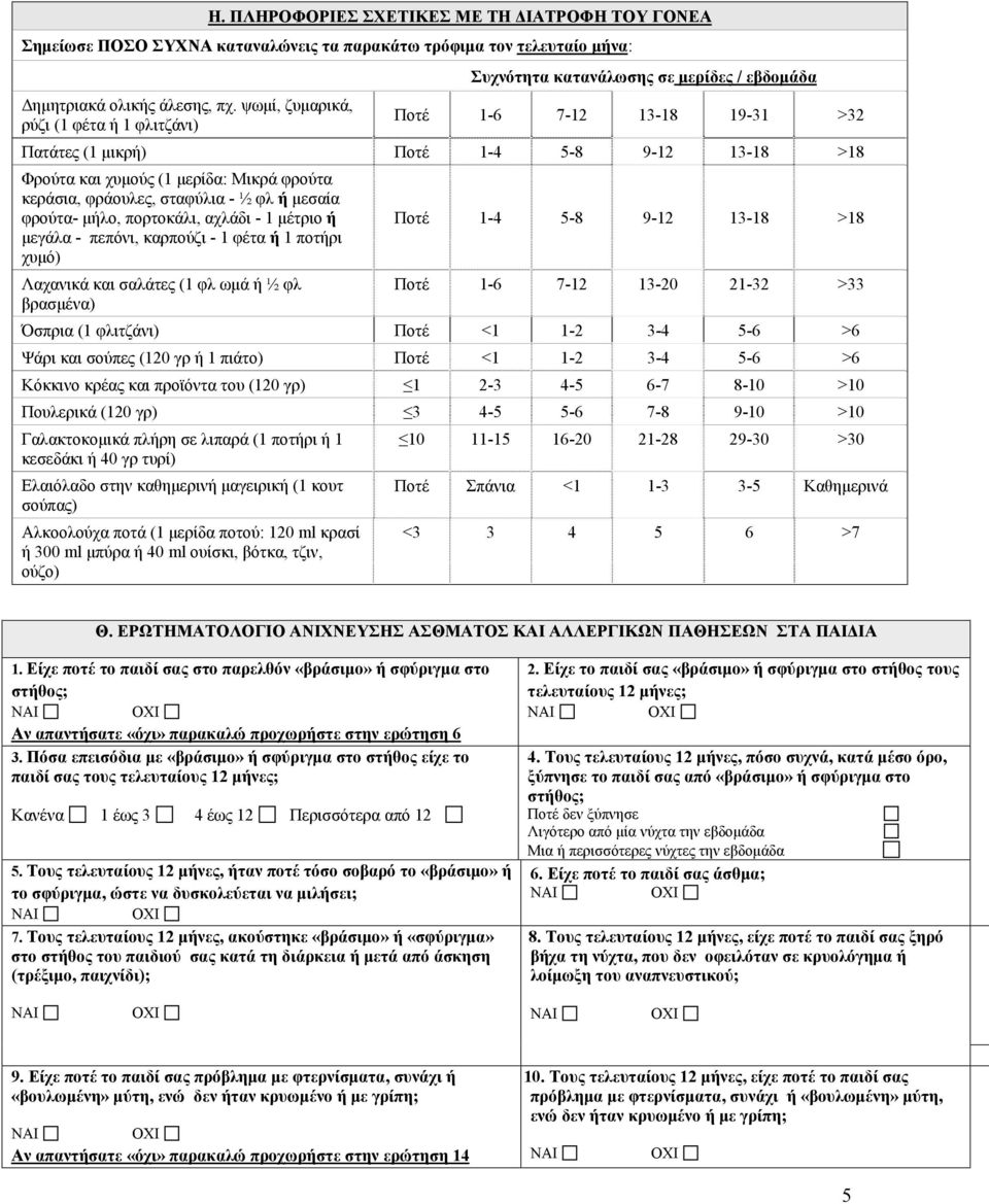 φρούτα κεράσια, φράουλες, σταφύλια - ½ φλ ή μεσαία φρούτα- μήλο, πορτοκάλι, αχλάδι - 1 μέτριο ή μεγάλα - πεπόνι, καρπούζι - 1 φέτα ή 1 ποτήρι χυμό) Λαχανικά και σαλάτες (1 φλ ωμά ή ½ φλ βρασμένα)