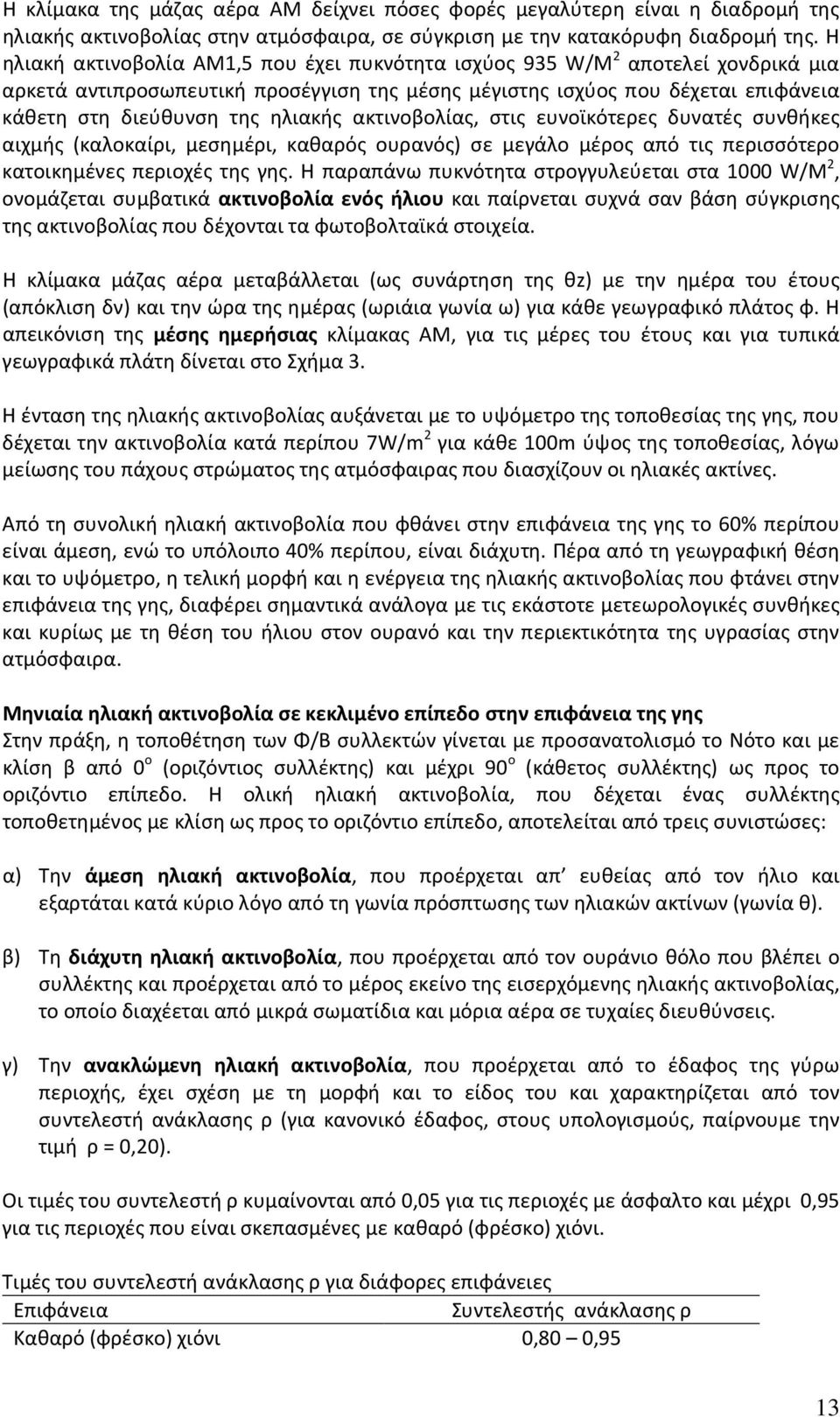 ηλιακής ακτινοβολίας, στις ευνοϊκότερες δυνατές συνθήκες αιχμής (καλοκαίρι, μεσημέρι, καθαρός ουρανός) σε μεγάλο μέρος από τις περισσότερο κατοικημένες περιοχές της γης.