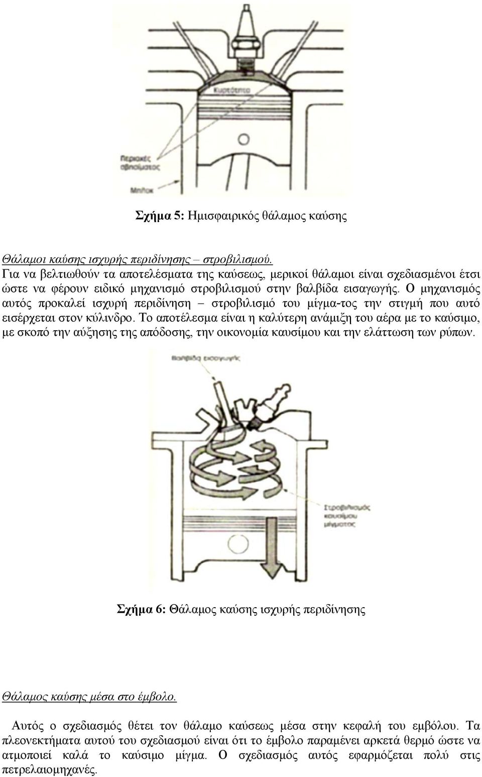 Ο μηχανισμός αυτός προκαλεί ισχυρή περιδίνηση στροβιλισμό του μίγμα-τος την στιγμή που αυτό εισέρχεται στον κύλινδρο.