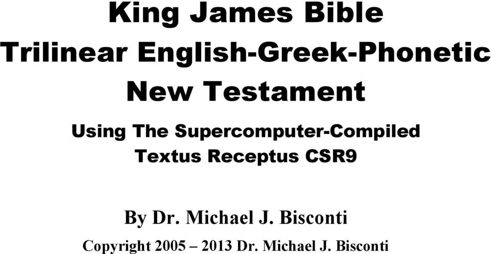 Supercomputer-Compiled Textus Receptus CSR9 By