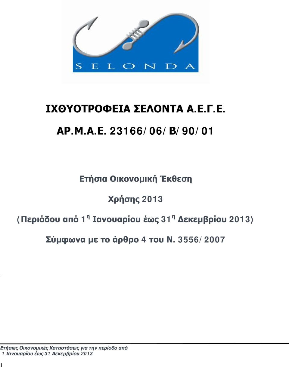 Οικονομική Έκθεση Χρήσης 2013 (Περιόδου από 1 η