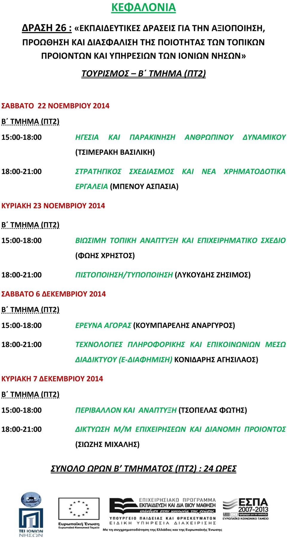 (ΚΟΥΜΠΑΡΕΛΗΣ ΑΝΑΡΓΥΡΟΣ) 18:00 21:00 ΤΕΧΝΟΛΟΓΙΕΣ ΠΛΗΡΟΦΟΡΙΚΗΣ ΚΑΙ ΕΠΙΚΟΙΝΩΝΙΩΝ ΜΕΣΩ ΔΙΑΔΙΚΤΥΟΥ (Ε ΔΙΑΦΗΜΙΣΗ) ΚΟΝΙΔΑΡΗΣ ΑΓΗΣΙΛΑΟΣ) 15:00