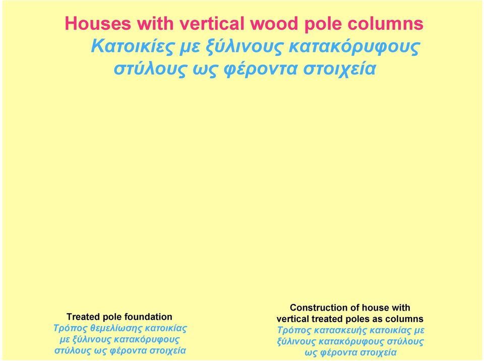 κατακόρυφους στύλους ως φέροντα στοιχεία Construction of house with vertical treated