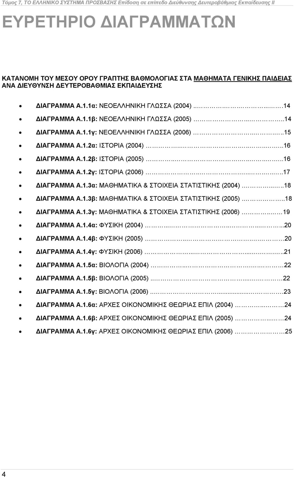 ....15 ΔΙΑΓΡΑΜΜΑ Α.1.2α: ΙΣΤΟΡΙΑ (2004)..........16 ΔΙΑΓΡΑΜΜΑ Α.1.2β: ΙΣΤΟΡΙΑ (2005)..........16 ΔΙΑΓΡΑΜΜΑ Α.1.2γ: ΙΣΤΟΡΙΑ (2006)..........17 ΔΙΑΓΡΑΜΜΑ Α.1.3α: ΜΑΘΗΜΑΤΙΚΑ & ΣΤΟΙΧΕΙΑ ΣΤΑΤΙΣΤΙΚΗΣ (2004).