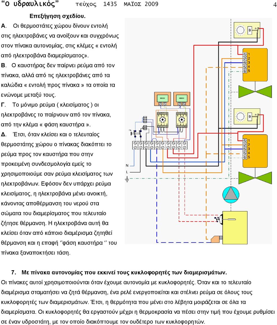 Ο καυστήρας δεν παίρνει ρεύμα από τον πίνακα, αλλά από τις ηλεκτροβάνες από τα καλώδια «εντολή προς πίνακα» τα οποία τα ενώνομε μεταξύ τους. Γ.