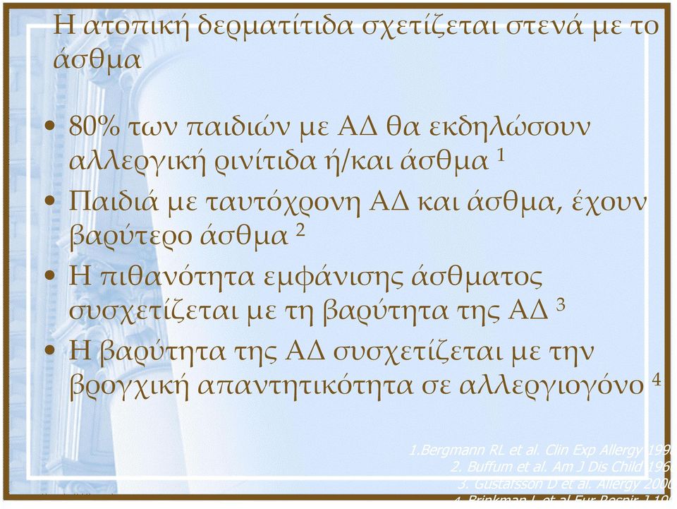 της ΑΔ 3 Η βαρύτητα της ΑΔ συσχετίζεται με την βρογχική απαντητικότητα σε αλλεργιογόνο 4 1.Bergmann RL et al.