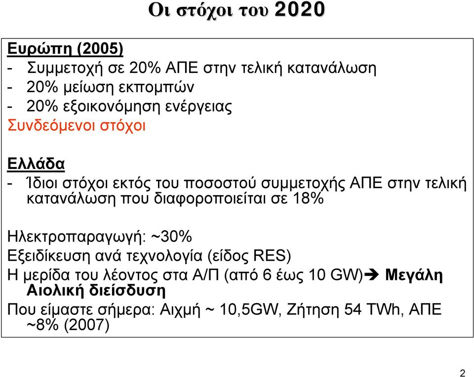 κατανάλωση που διαφοροποιείται σε 18% 30%~ Ηλεκτροπαραγωγή Εξειδίκευση ανά τεχνολογία (είδος RES) Η μερίδα του