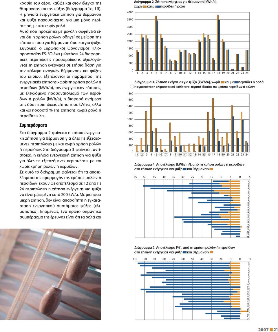 Συνολικά, ο Ευρωπαϊκός Οργανισμός Ηλιοπροστασίας ES-SO έχει μελετήσει διαφορετικές περιπτώσεις προσομοίωσης αξιολογώντας τη ζήτηση ενέργειας σε ετήσια βάση για την κάλυψη αναγκών θέρμανσης και ψύξης