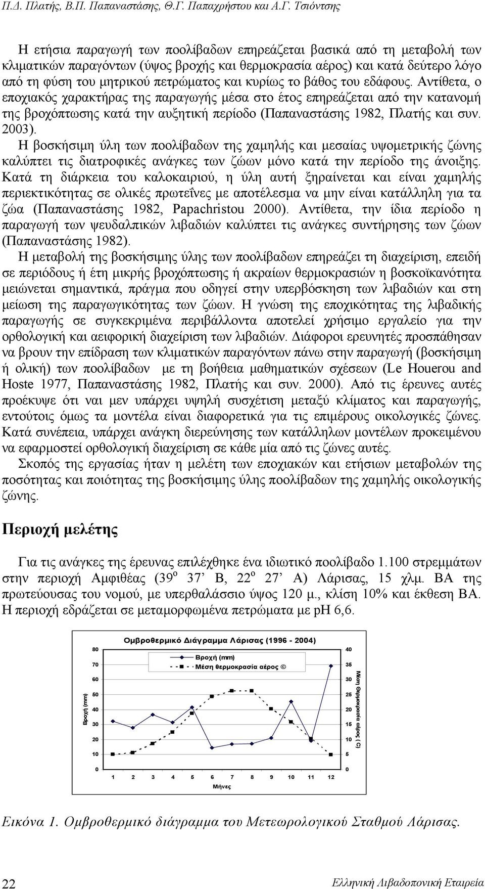 Τσιόντσης Η ετήσια παραγωγή των ποολίβαδων επηρεάζεται βασικά από τη μεταβολή των κλιματικών παραγόντων (ύψος βροχής και θερμοκρασία αέρος) και κατά δεύτερο λόγο από τη φύση του μητρικού πετρώματος