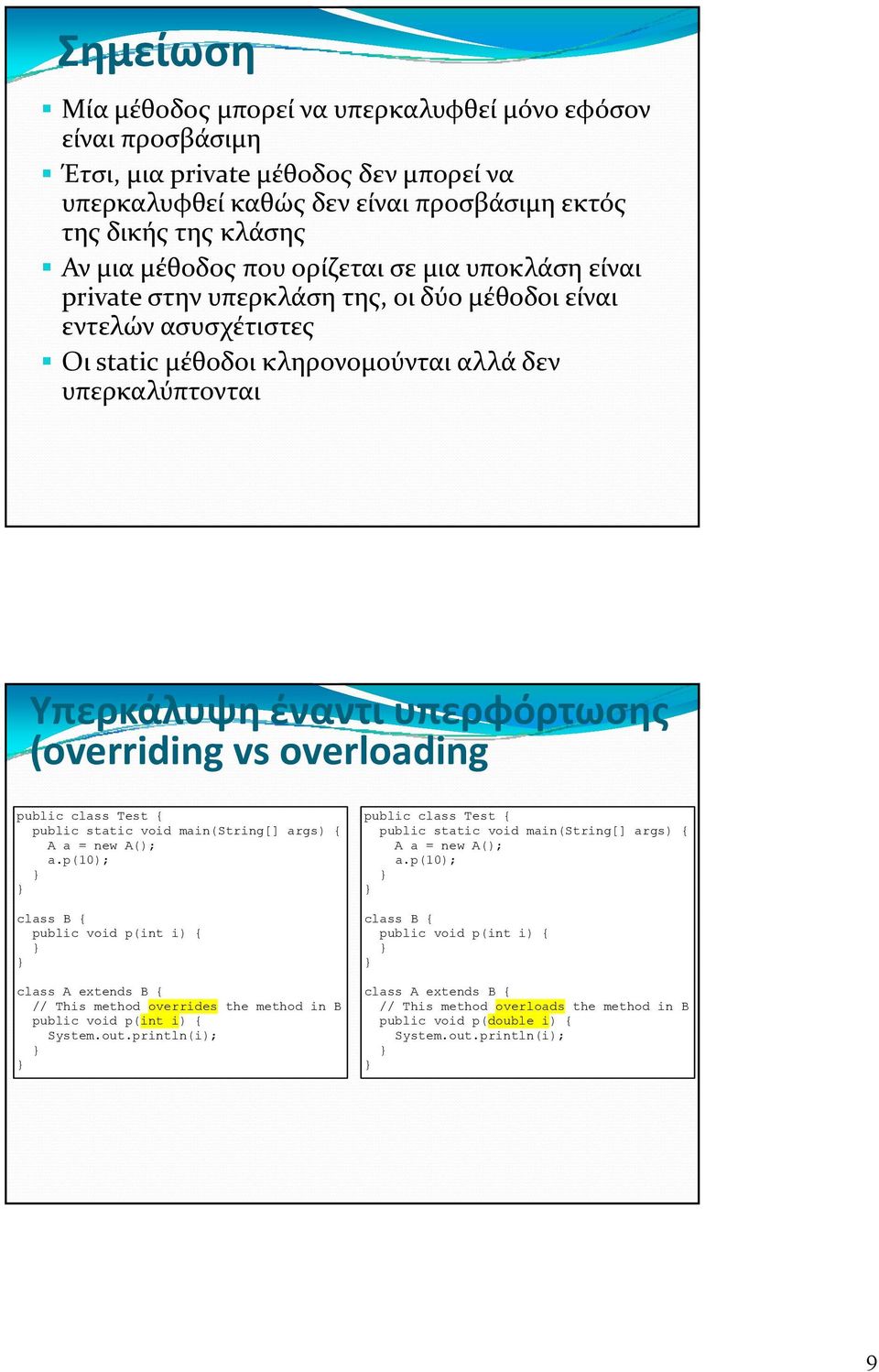 (overriding vs overloading public class Test { public static void main(string[] args) { A a = new A(); a.