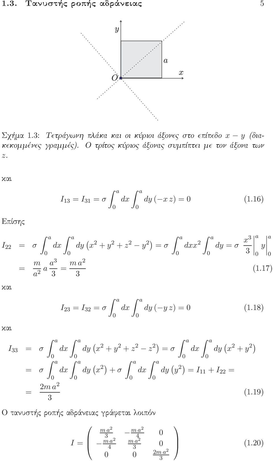 και Επίσης I και και I = σ I 1 = I 1 = σ = m a a a = m a = σ = σ = m a dy ( x + y + z y = σ I = I = σ dy ( x + y +