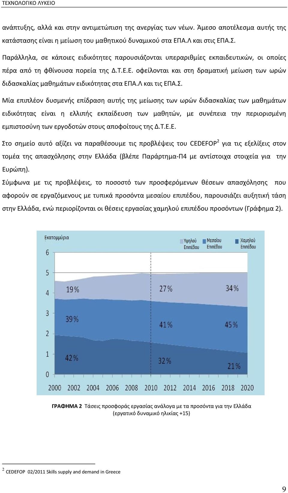 Ε. οφείλονται και στη δραματική μείωση των ωρών διδασκαλίας μαθημάτων ειδικότητας στα ΕΠΑ.Λ και τις ΕΠΑ.Σ.