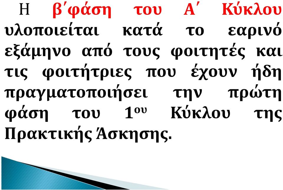 φοιτήτριες που έχουν ήδη πραγματοποιήσει την