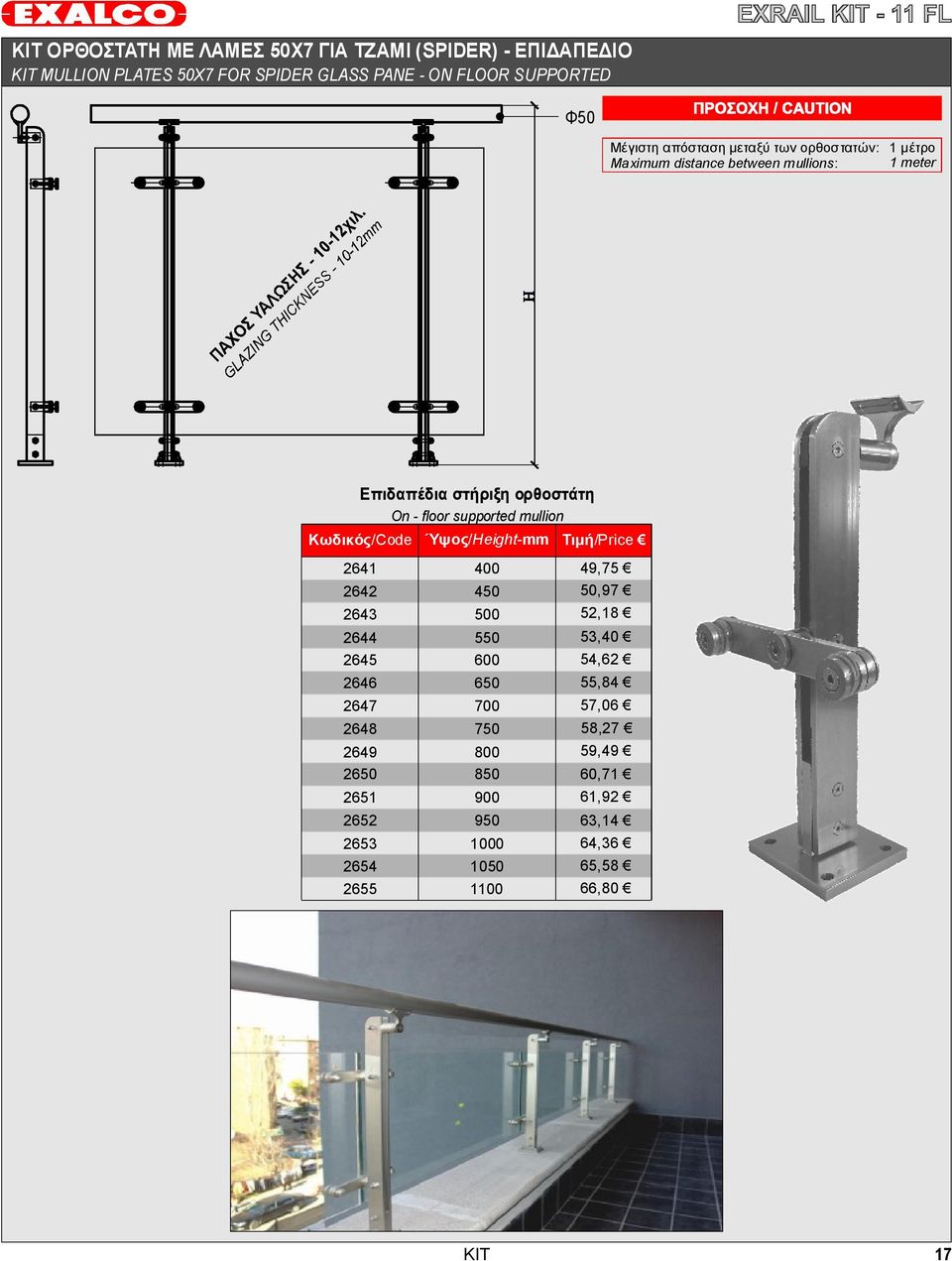 mullion Κωδικός/Code Ύψος/ Height-mm 2641 2642 2643 2644 2645 2646 2647 2648 2649 2650 2651 2652 2653 2654 2655 400 450 500 550 600