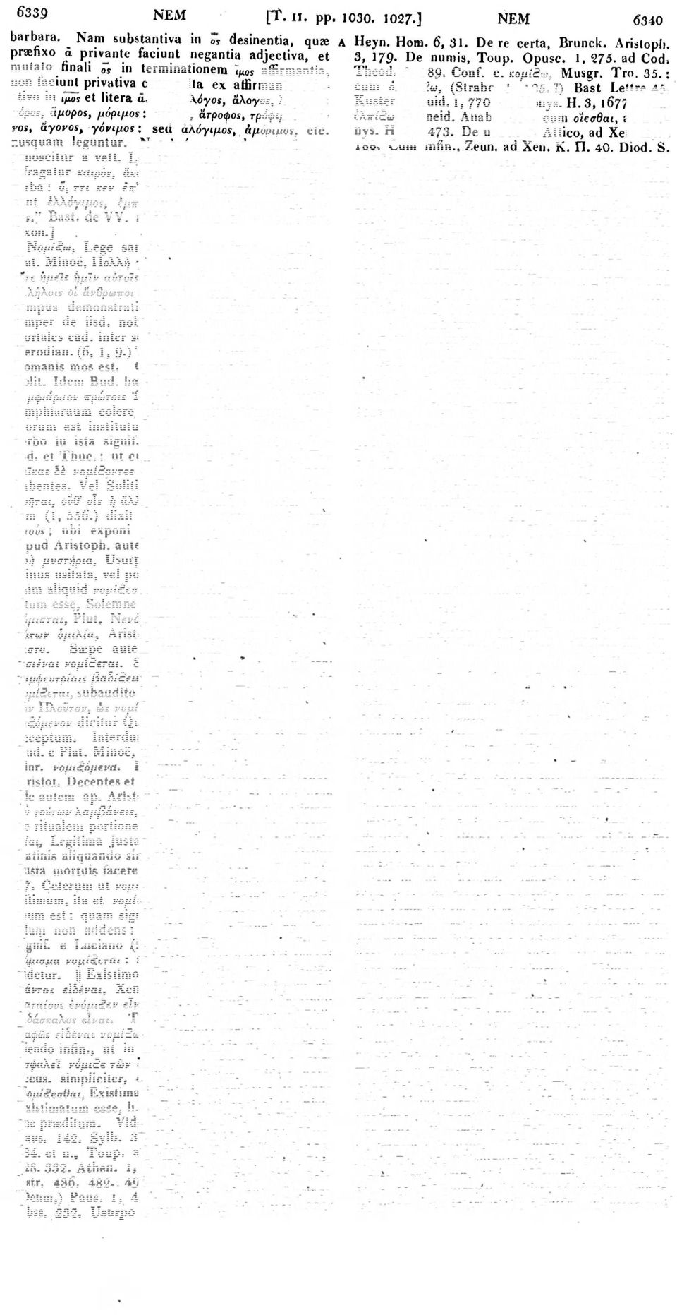 : non faciunt privativa composila ex affirmante adjectivo in ψο* et litera a. Ita λόγοε, άλογος, λόγιμοε: Kuster. ad Suid. 1, 770. ad Dionys. H. 3, 1677.: cum cum ονομάζω, (Strabo 4, 125.