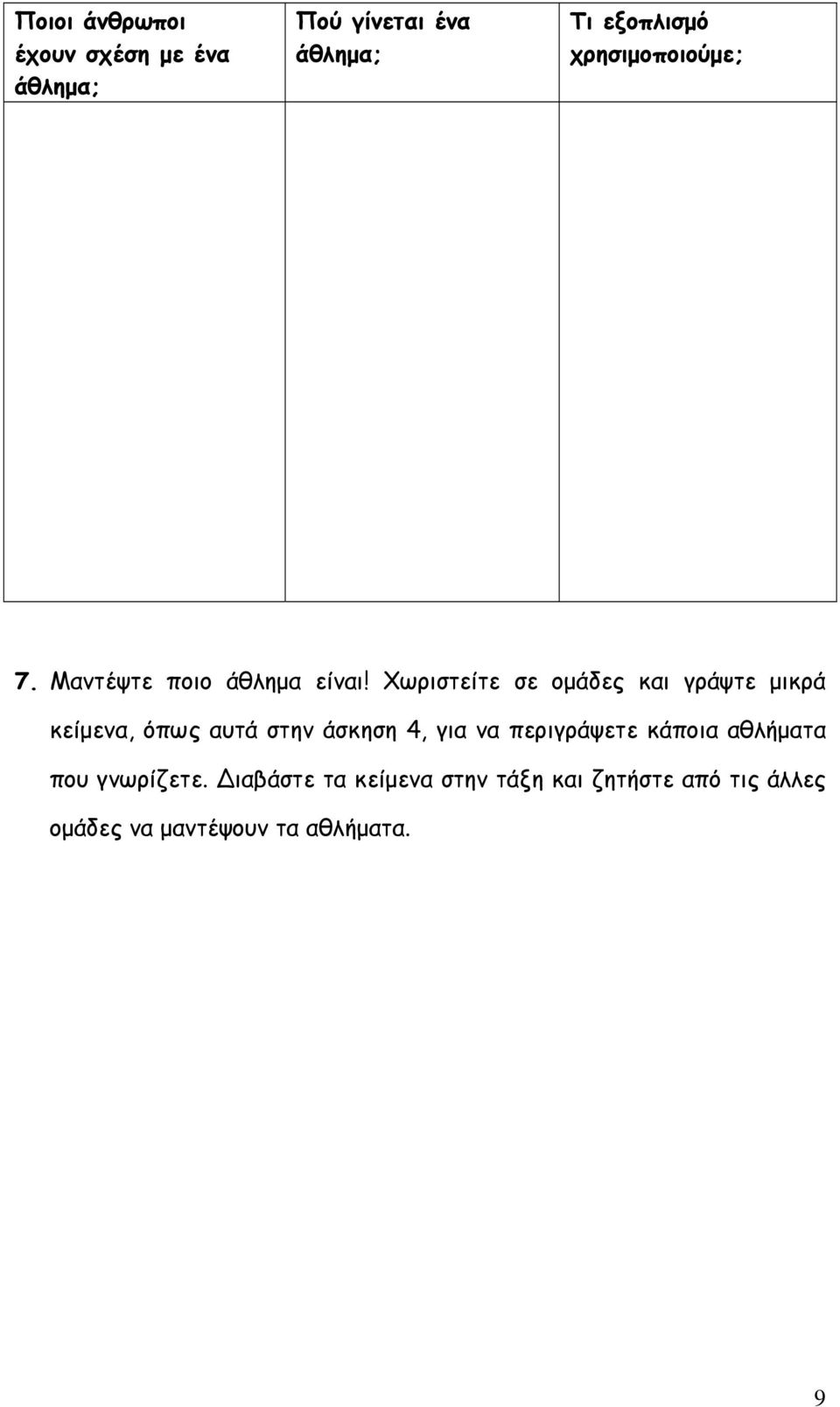 Χωριστείτε σε ομάδες και γράψτε μικρά κείμενα, όπως αυτά στην άσκηση 4, για να