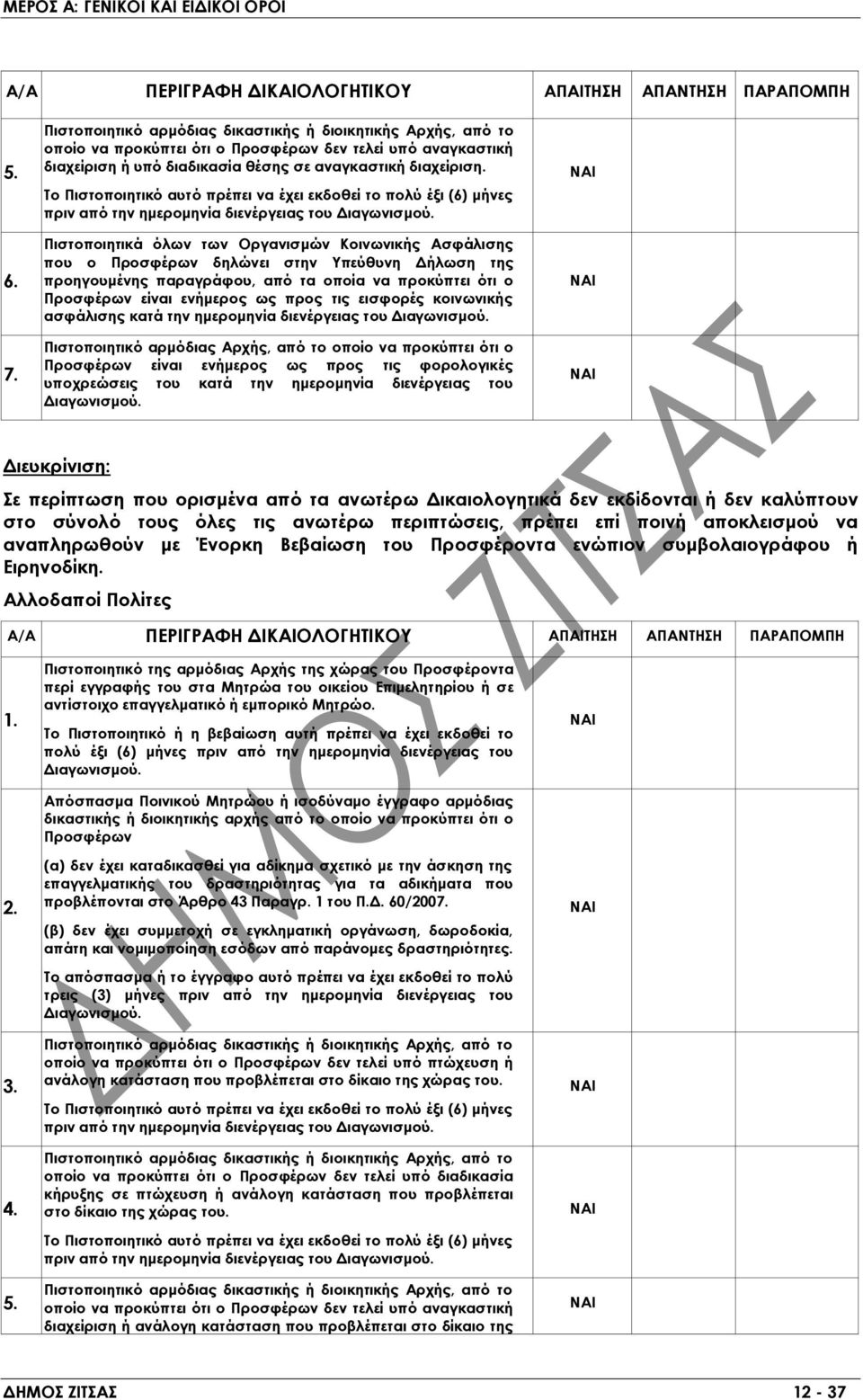 Πιστοποιητικά όλων των Οργανισμών Κοινωνικής Ασφάλισης που ο Προσφέρων δηλώνει στην Υπεύθυνη Δήλωση της προηγουμένης παραγράφου, από τα οποία να προκύπτει ότι ο Προσφέρων είναι ενήμερος ως προς τις