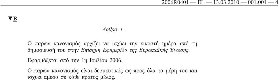 δημοσίευσή του στην Επίσημη Εφημερίδα της Ευρωπαϊκής Ένωσης.