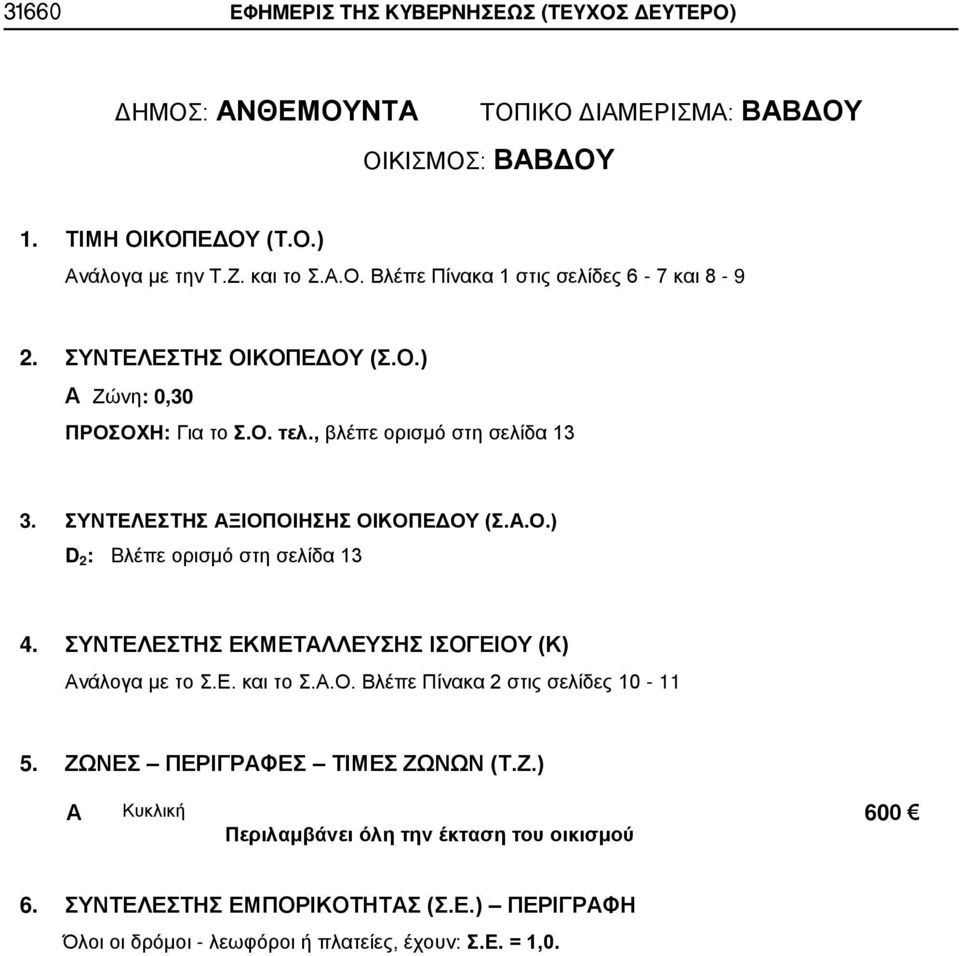 ΣΥΝΤΕΛΕΣΤΗΣ ΕΚΜΕΤΛΛΕΥΣΗΣ ΙΣΟΓΕΙΟΥ (Κ) νάλογα με το Σ.Ε. και το Σ..Ο. Βλέπε Πίνακα 2 στις σελίδες 10-11 5. ΖΩ