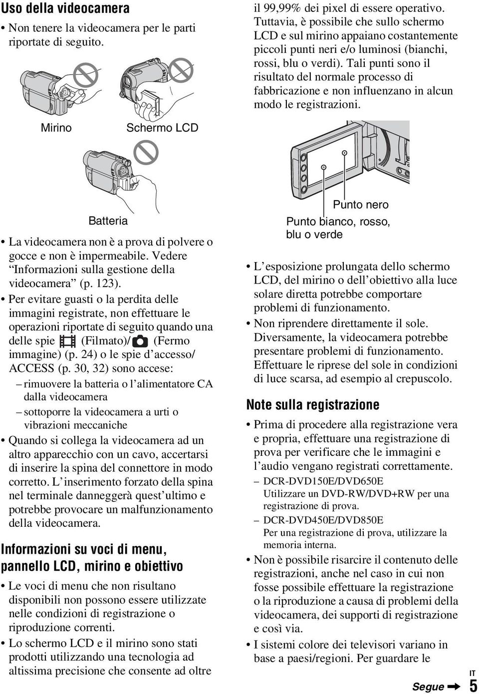 Tali punti sono il risultato del normale processo di fabbricazione e non influenzano in alcun modo le registrazioni.