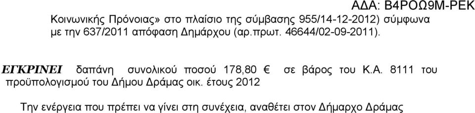 8111 του προϋπολογισμού του Δήμου Δράμας οικ.