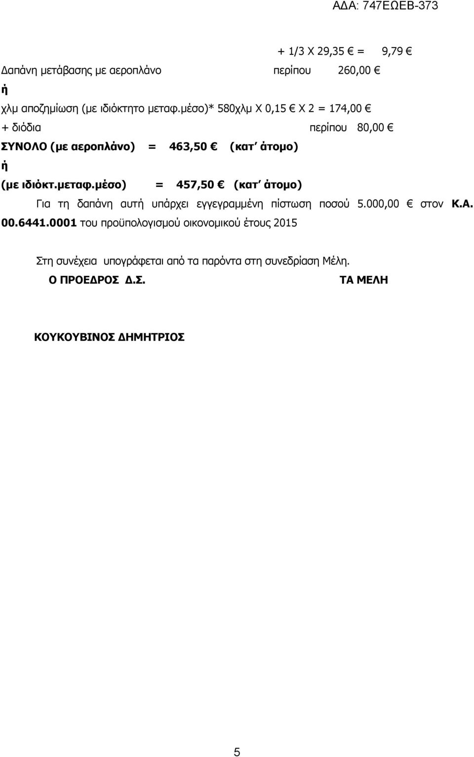 5.000,00 στον K.A. 00.6441.