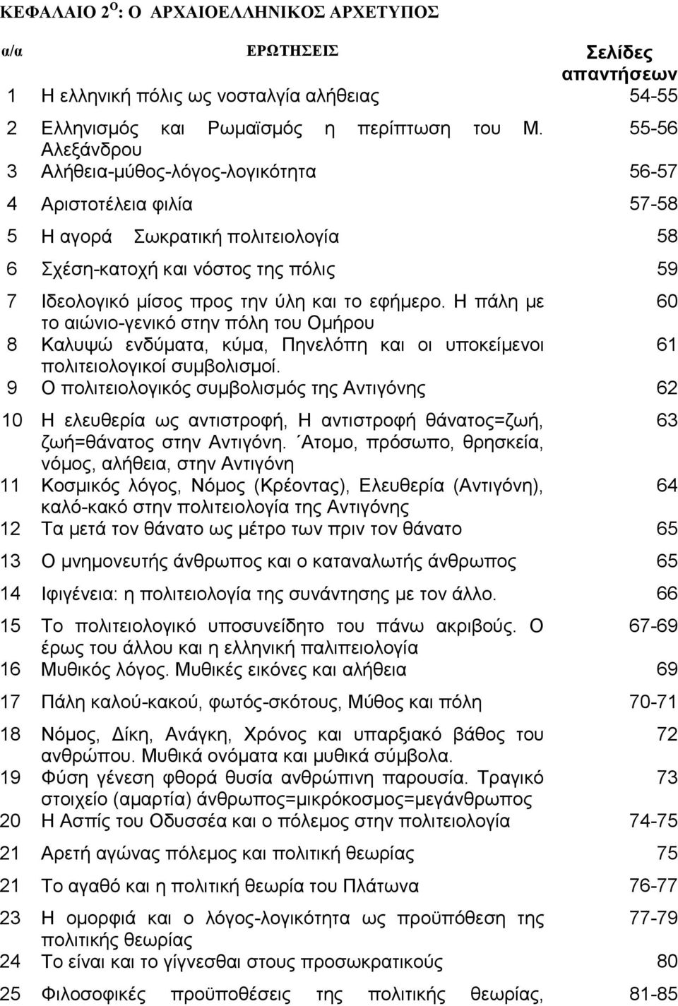 εφήμερο. Η πάλη με 60 το αιώνιο-γενικό στην πόλη του Ομήρου 8 Καλυψώ ενδύματα, κύμα, Πηνελόπη και οι υποκείμενοι 61 πολιτειολογικοί συμβολισμοί.