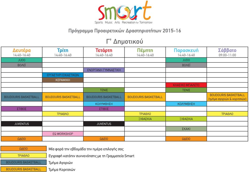 WORKSHOP ΤΡΙΑΘΛΟ Εγγραφή κατόπιν συννενόησης
