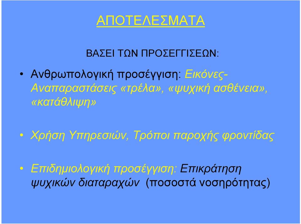 ασθένεια», «κατάθλιψη» Χρήση Υπηρεσιών, Τρόποι παροχής