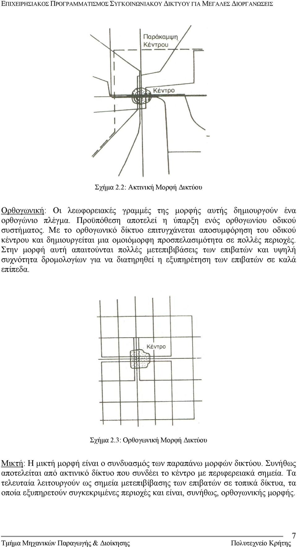 Στην µορφή αυτή απαιτούνται πολλές µετεπιβιβάσεις των επιβατών και υψηλή συχνότητα δροµολογίων για να διατηρηθεί η εξυπηρέτηση των επιβατών σε καλά επίπεδα. Σχήµα 2.