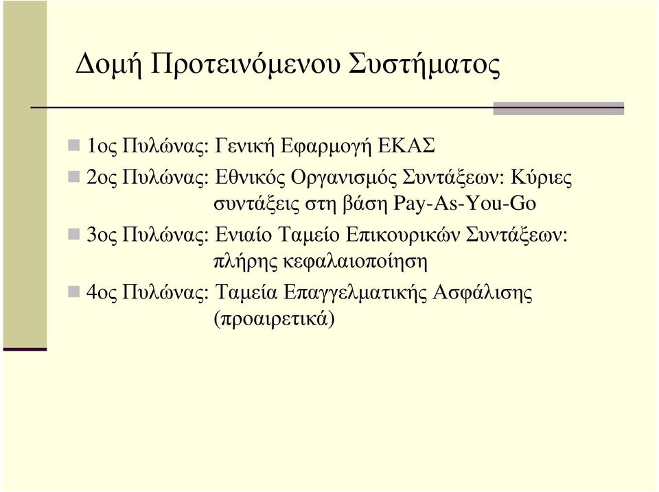 Pay-As-You-Go 3ος Πυλώνας: Ενιαίο Ταµείο Επικουρικών Συντάξεων: