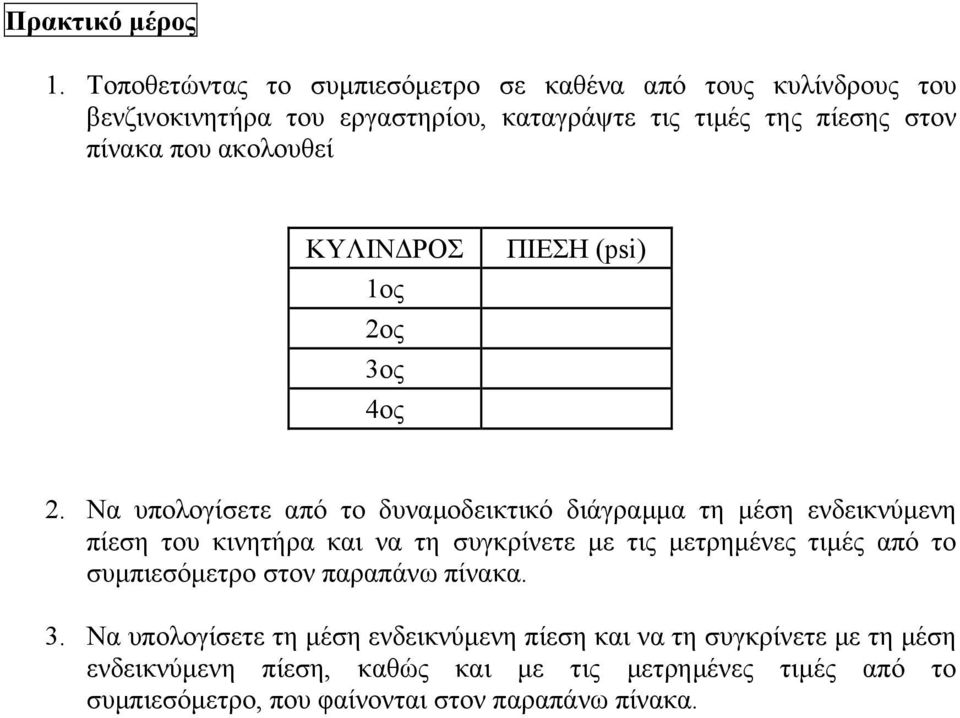 ακολουθεί ΚΥΛΙΝΔΡΟΣ 1ος 2ος 3ος 4ος ΠΙΕΣΗ (psi) 2.