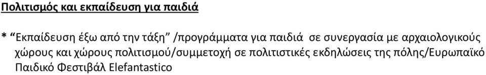 αρχαιολογικούς χώρους και χώρους πολιτισμού/συμμετοχή σε