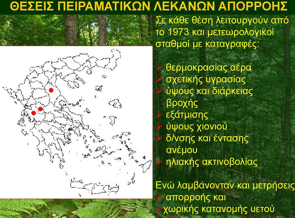 διάρκειας βροχής εξάτμισης ύψους χιονιού δ/νσης και έντασης ανέμου ηλιακής