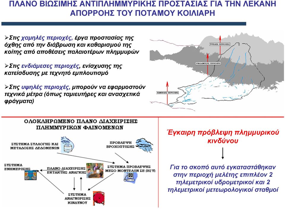 εµπλουτισµό Στις υψηλές περιοχές, µπορούν να εφαρµοστούν τεχνικά µέτρα (όπως ταµιευτήρες και ανασχετικά φράγµατα)