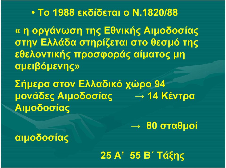 στηρίζεται στο θεσμό της εθελοντικής προσφοράς αίματος μη