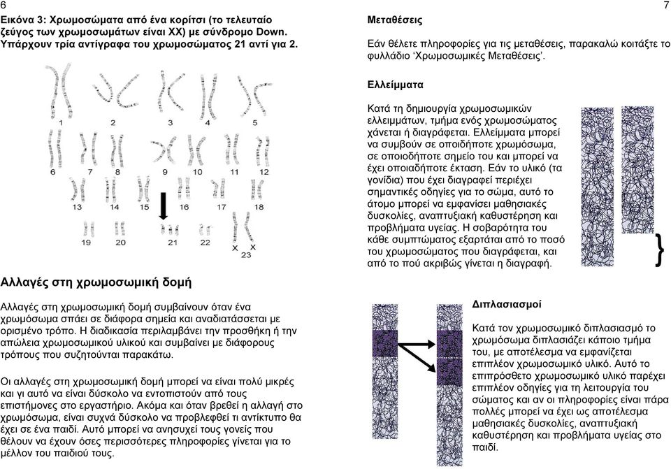 7 Ελλείµµατα Αλλαγές στη χρωµοσωµική δοµή Αλλαγές στη χρωµοσωµική δοµή συµβαίνουν όταν ένα χρωµόσωµα σπάει σε διάφορα σηµεία και αναδιατάσσεται µε ορισµένο τρόπο.